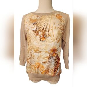 Leopard Print Beige Sweater